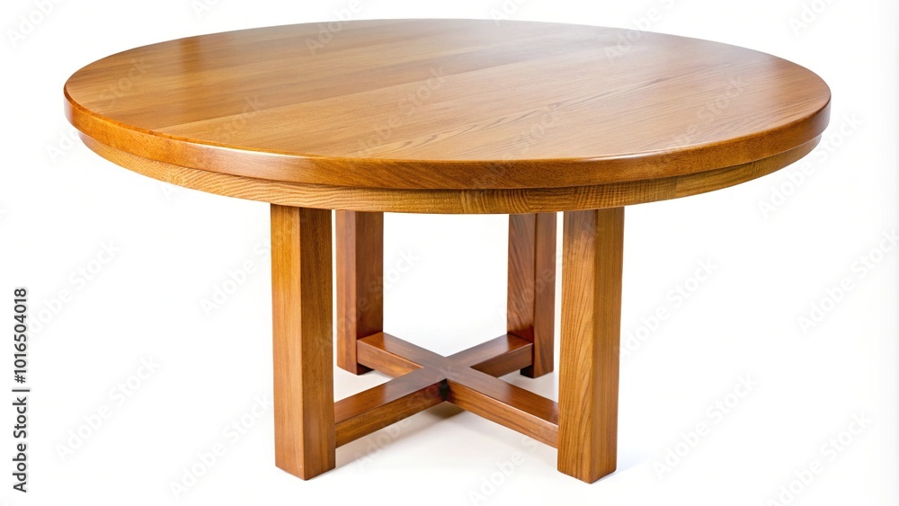 Aerial view of a wooden round table isolated on white background Aerial view of a wooden round table isolated on white background