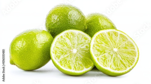 Fresh Limes Isolated on White Background