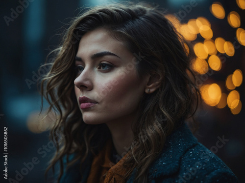 Solitary Young Woman in Contemplative Mood