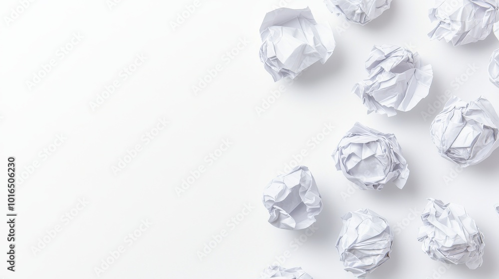 Crumpled Paper Balls on White Background Crumpled Paper Balls on White Background