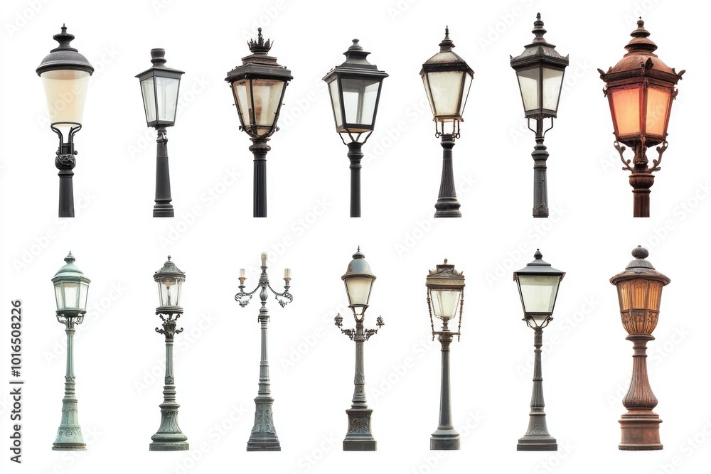 Old fashioned street lamps on a clean white background. Old fashioned street lamps on a clean white background.