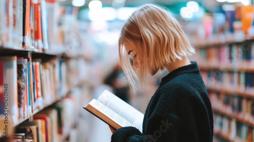 Student mittleren Alters, der in einer Bibliothek studiert, um sich pädagogisch inspirieren zu lassen