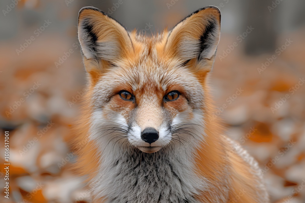 Close-Up of Red Fox in Autumn Forest Setting for Wildlife Posters and Prints Close-Up of Red Fox in Autumn Forest Setting for Wildlife Posters and Prints