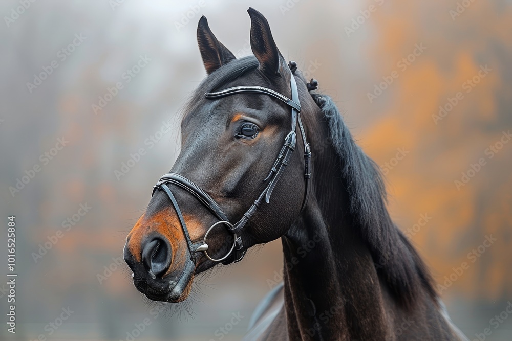 Minimalistic realistic brown horse with clean lines and simple silhouette on monochrome background Minimalistic realistic brown horse with clean lines and simple silhouette on monochrome background