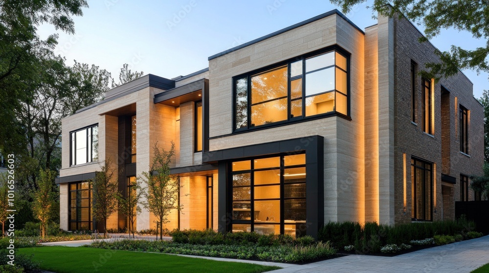 Modern design townhouse It is characterized by distinctive architectural elements. big window and the combination of materials such as steel and wood. Modern design townhouse It is characterized by distinctive architectural elements. big window and the combination of materials such as steel and wood.