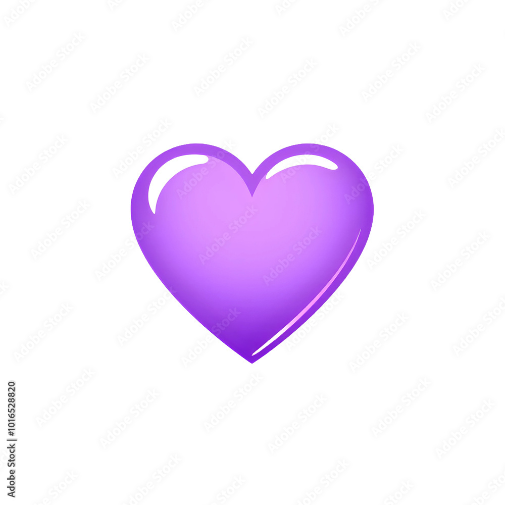 Glossy purple heart icon with a light reflection, isolated on transparent background, Generative AI Glossy purple heart icon with a light reflection, isolated on transparent background, Generative AI