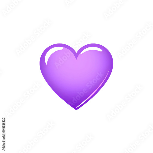 Glossy purple heart icon with a light reflection, isolated on transparent background, Generative AI