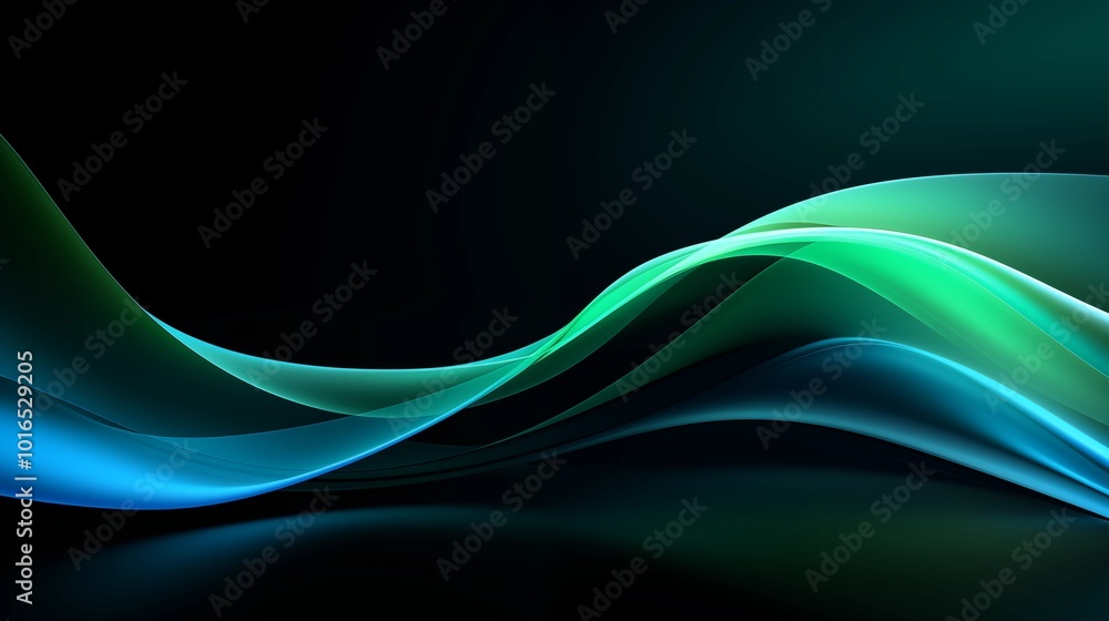 Fototapeta premium Elegant Abstract Background with Soft Green and Blue Wavy Lines, Harmonious Blend of Colors Creating Tranquil Atmosphere for Graphics, Posters, Web Pages, and Print Media
