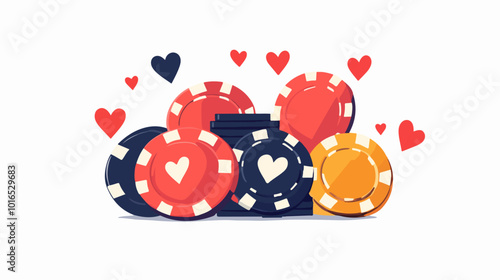 Illustration of gambling chips. Casino concept. Poker.
