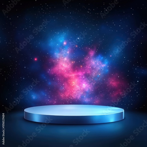 Futuristic Stage with Nebula Background