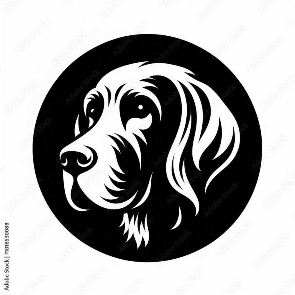 Fototapeta premium Dog Silhouette Vector Image Black and White 