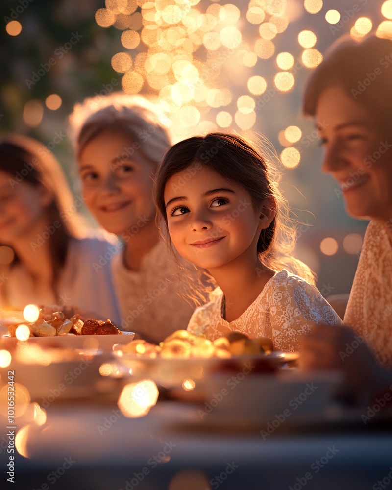 A Cozy Family Dinner in a Warmly Lit Living Room Setting with Smiles A Cozy Family Dinner in a Warmly Lit Living Room Setting with Smiles
