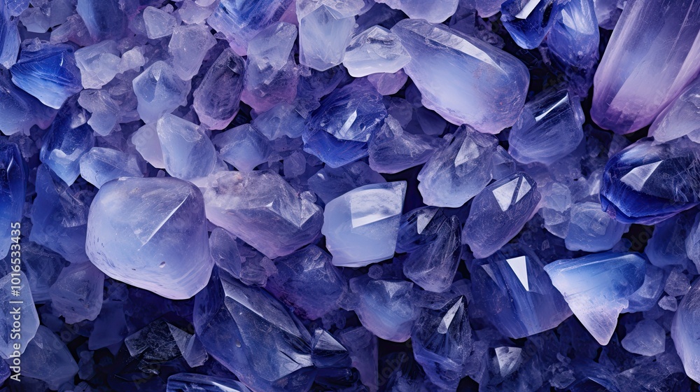 A crystalline formations of deep shades of violet and icy blue A crystalline formations of deep shades of violet and icy blue