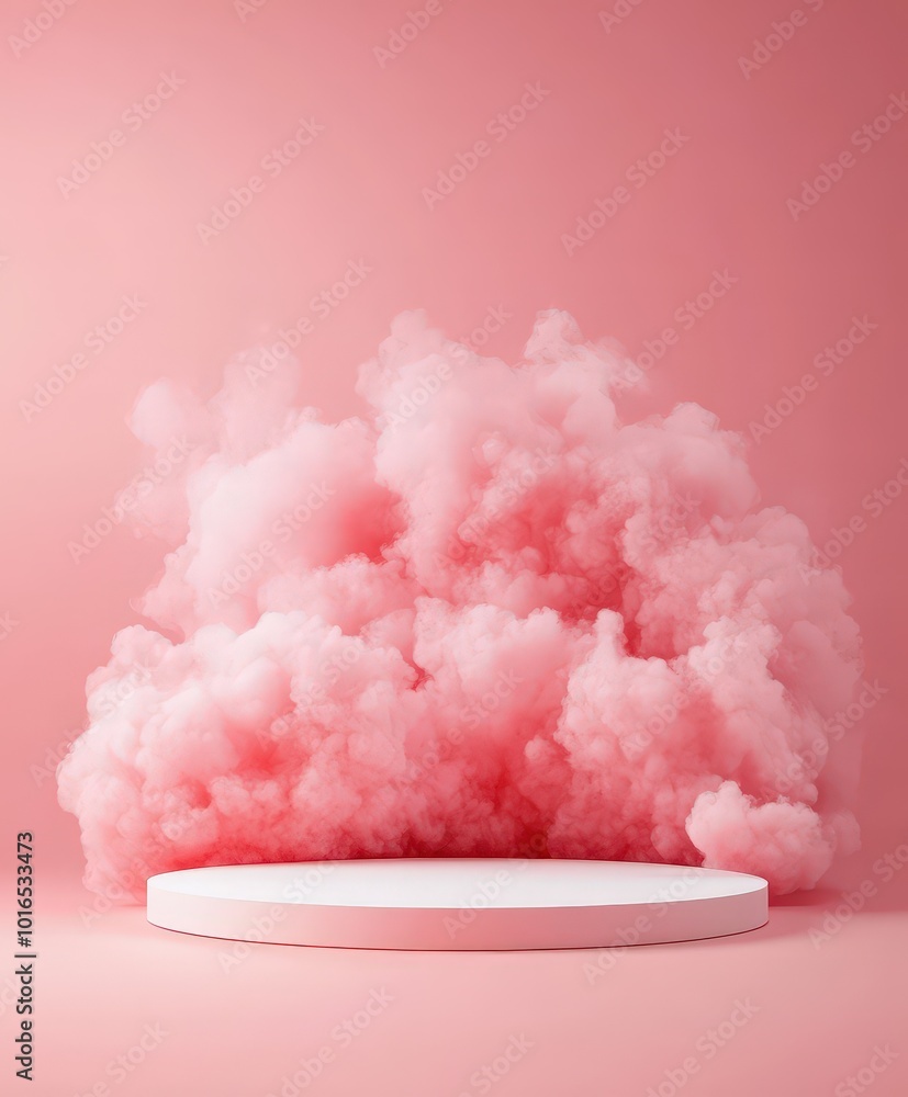 Pink Cloud with White Pedestal. Pink Cloud with White Pedestal.