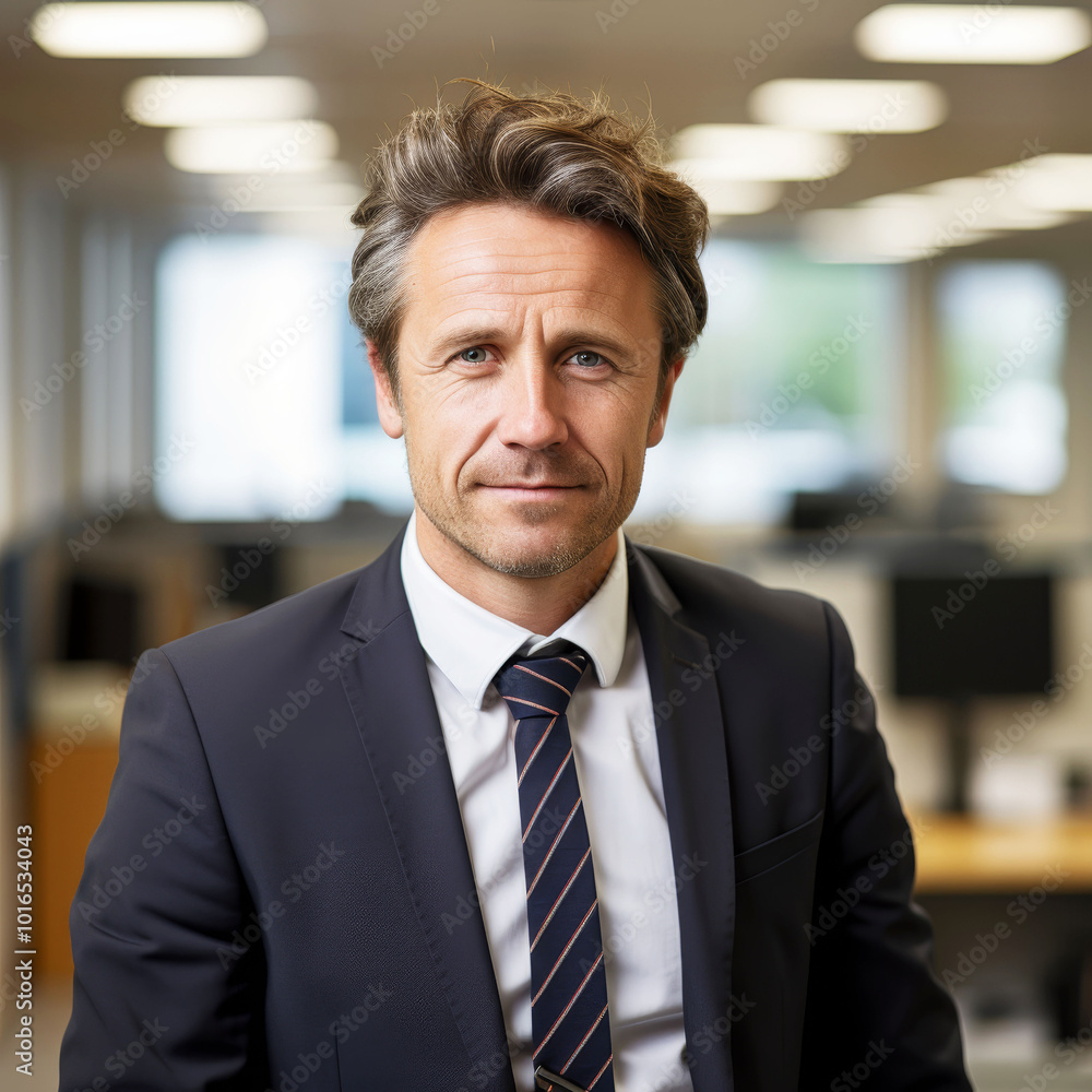 Naklejka premium Confident businessman in modern office with professional attire