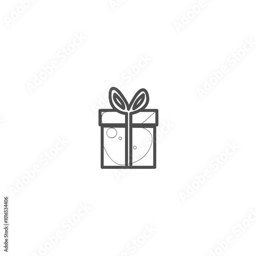 Gift box with bow, gift for Christmas, birthday icon.