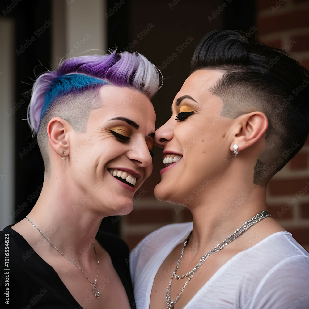 LGBTQ Couple Sharing a Loving Moment | Close-Up Intimate Portrait | Smiling Partners in Love LGBTQ Couple Sharing a Loving Moment | Close-Up Intimate Portrait | Smiling Partners in Love