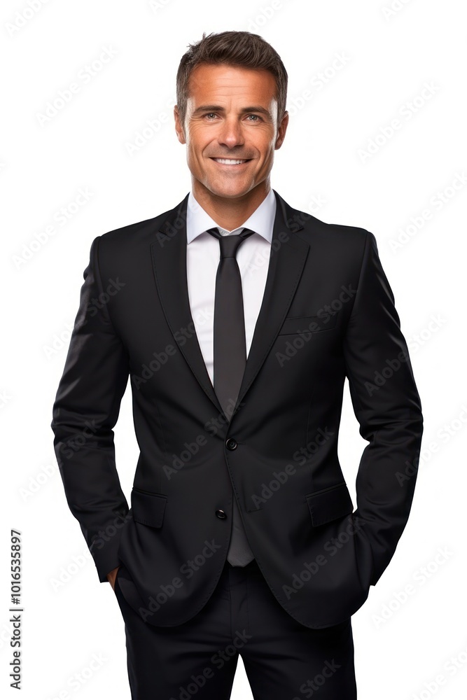 Adult male manager standing smiling tuxedo. Adult male manager standing smiling tuxedo.