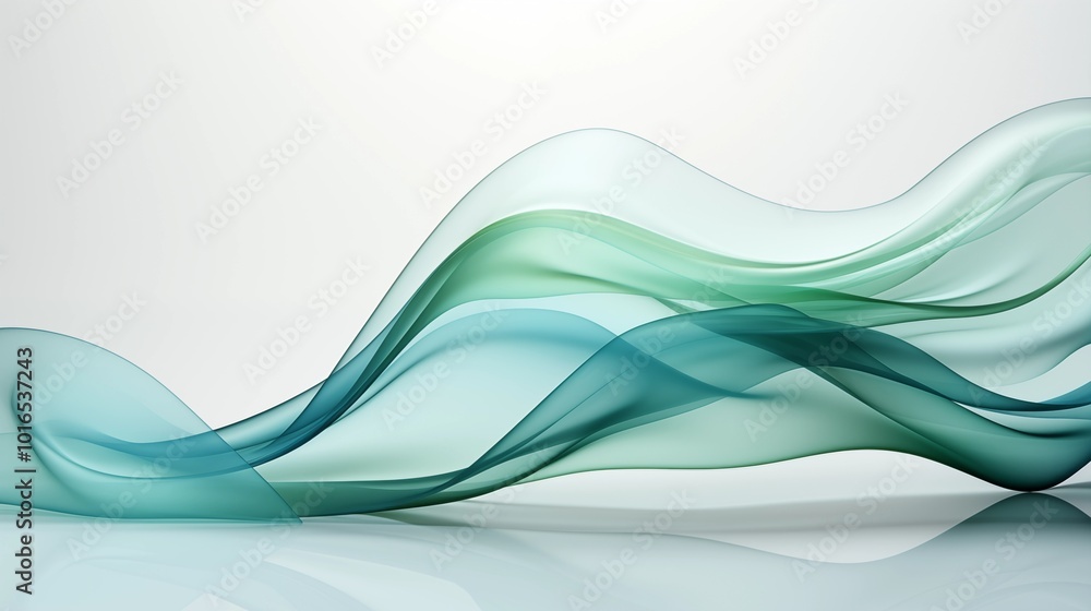 Fototapeta premium Abstract Background with Soft Green and Blue Wavy Lines, Harmonious Blend of Colors Creating Tranquil Atmosphere for Graphics, Posters, Web Pages, and Print Media