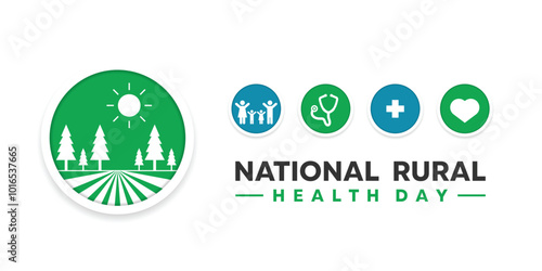National Rural Health Day. Great for cards, banners, posters, social media and more. White background.