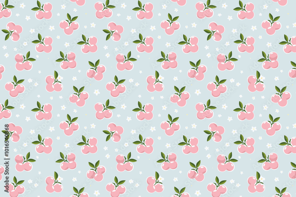 Seamless pattern with Natal plum fruits and leaves vector background Seamless pattern with Natal plum fruits and leaves vector background