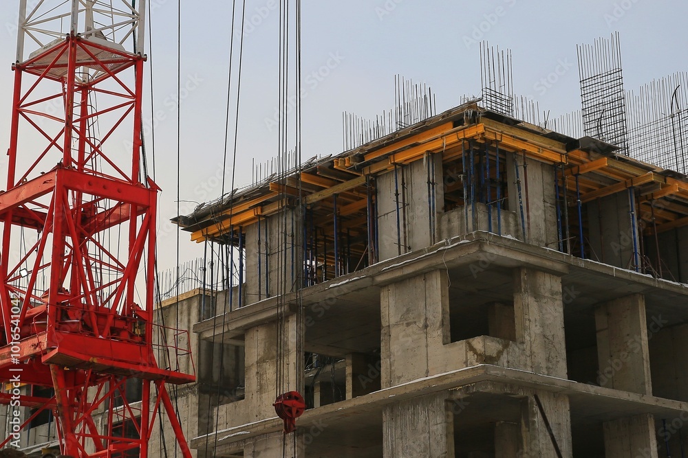 Fototapeta premium construction site with crane and building