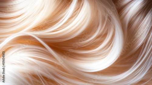 A close-up of beautifully crafted blonde hair strands, creating an elegant wave pattern with a luxurious and silky texture, perfect for beauty concepts.