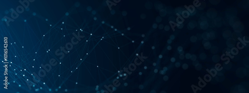 Business Digital cyberspace technology concept,digital waveform plexus computer tech art abstract illustration blue 3D banner background.