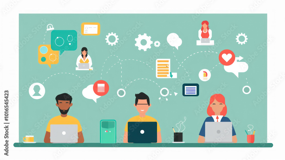 A remote team integrating freelancers into their workflow, assigning specific tasks and managing deliverables through cloud-based software. A remote team integrating freelancers into their workflow, assigning specific tasks and managing deliverables through cloud-based software.