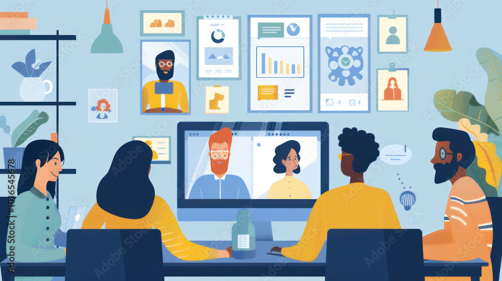 A remote team in an emerging market discussing strategies for scaling their business, leveraging remote work tools to access global clients. A remote team in an emerging market discussing strategies for scaling their business, leveraging remote work tools to access global clients.