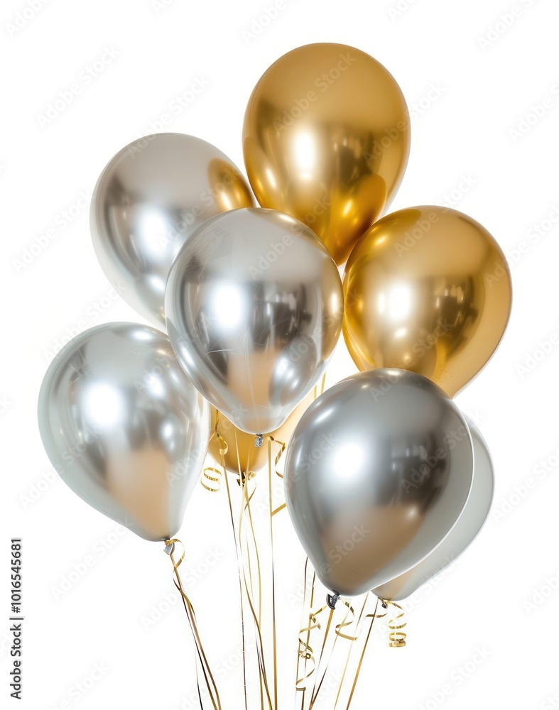 Elegant gold silver balloons cluster Elegant gold silver balloons cluster
