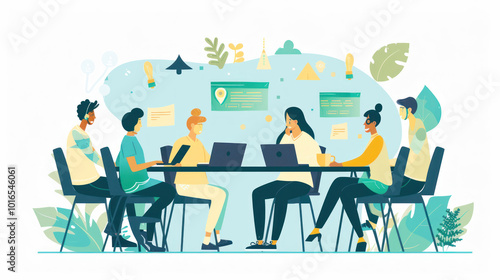 A remote team in a nonprofit collaborating on community projects, using video conferencing and cloud platforms to manage tasks and goals.