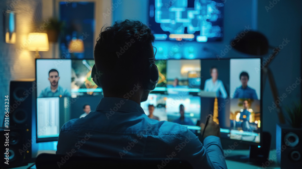 A remote team manager overseeing a project, coordinating efforts across different time zones using cloud-based task management tools. A remote team manager overseeing a project, coordinating efforts across different time zones using cloud-based task management tools.