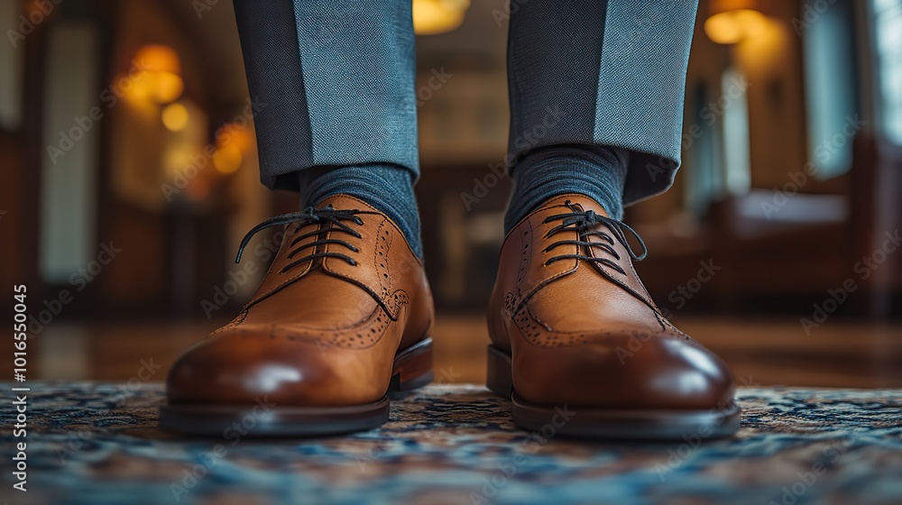 midsection of businessman on a business trip sitting in a hotel room tying shoelaces.stock image midsection of businessman on a business trip sitting in a hotel room tying shoelaces.stock image