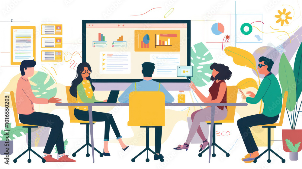 A remote team sharing success stories during a virtual meeting, using collaborative tools to document achievements and set future goals. A remote team sharing success stories during a virtual meeting, using collaborative tools to document achievements and set future goals.