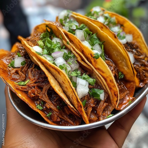 Delicious Tacos with Cilantro and Onions in Soft Tortillas