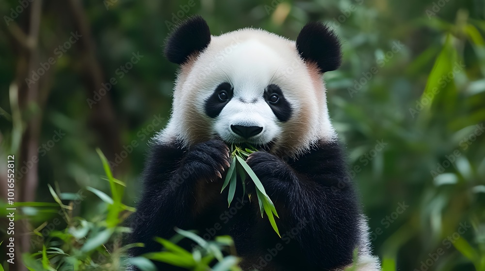 A cute panda eating bamboo, with soft pastel colors in the background.
A cute panda eating bamboo, with soft pastel colors in the background.