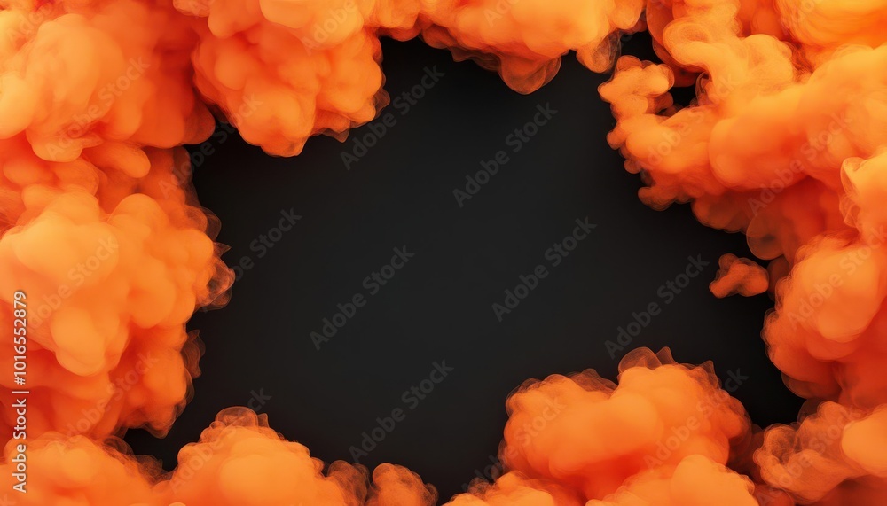 Abstract orange smoke, black void background, 3D illustration Abstract orange smoke, black void background, 3D illustration