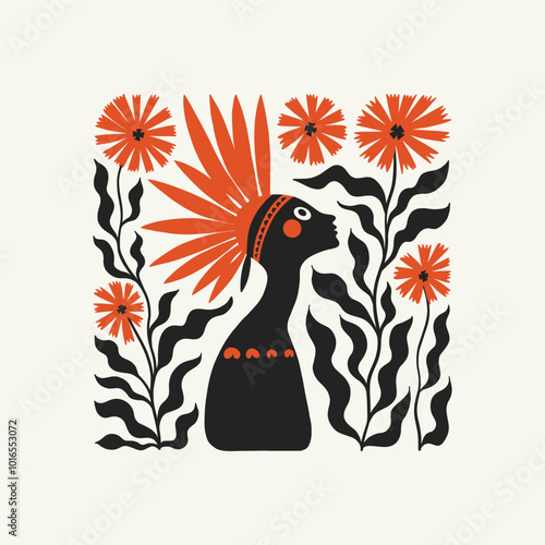 Abstract folk nordic art posters template. Modern trendy minimal style. Hand drawn design for wallpaper, wall decor, print, postcard, cover, template, banner.