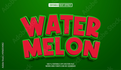 Editable 3d text style effect - Water Melon Fruit text effect Template