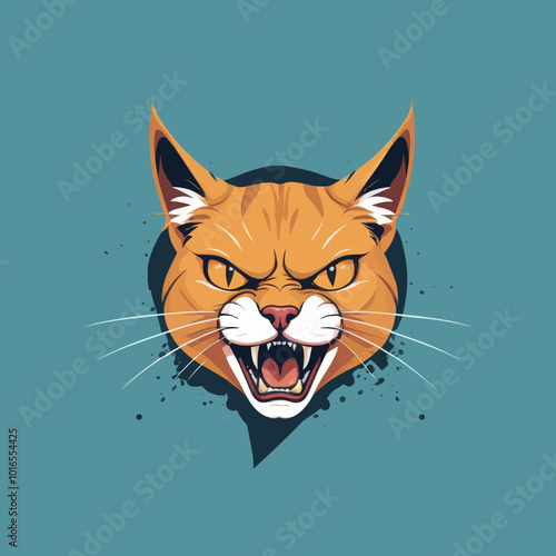 aggressive cat vector, fierce cat illustration, angry feline graphic, wild cat vector art, hostile cat design, combat-ready cat graphic, ferocious kitty vector, assertive cat symbol cat in attack pose