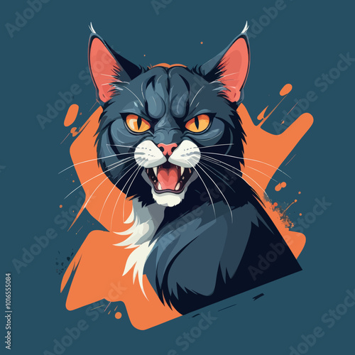 aggressive cat vector, angry cat vector, fierce feline vector, wild cat vector, cat attack vector, hostile cat vector, combative cat vector, cat in defense position, attacking cat vector, aggressive