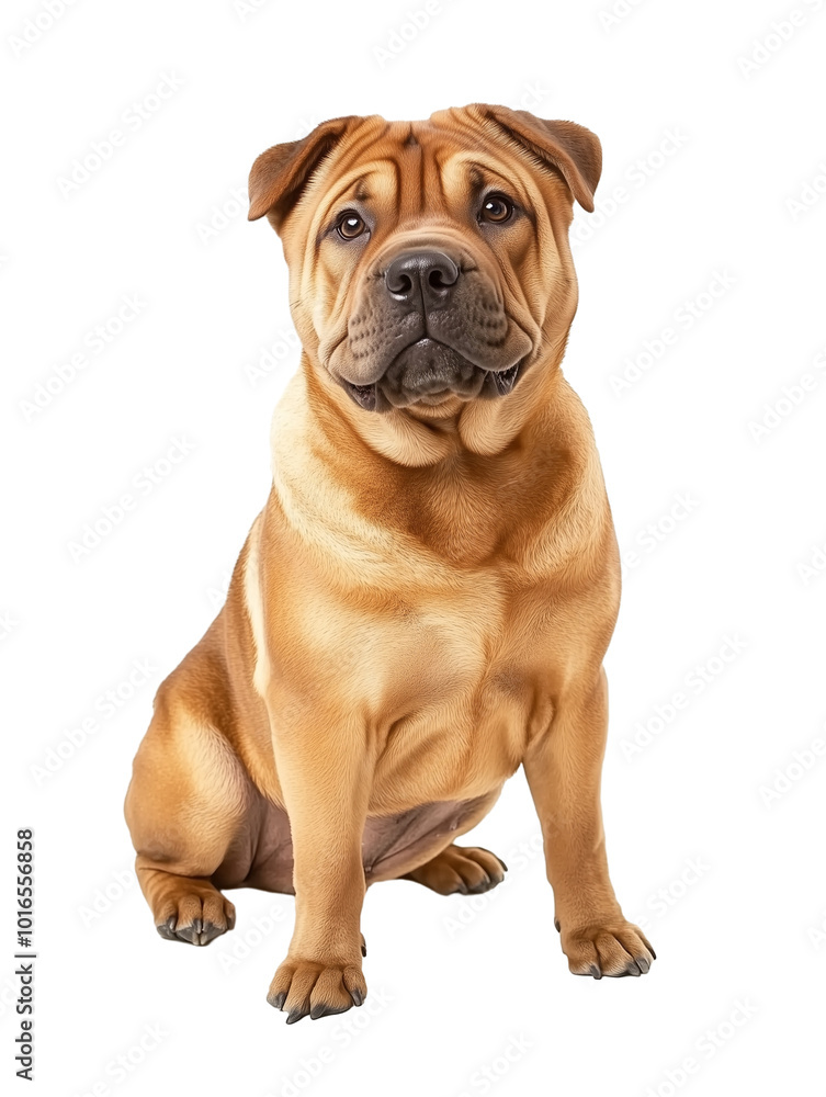 chinese shar-pei dog sitting isolated on transparent background chinese shar-pei dog sitting isolated on transparent background