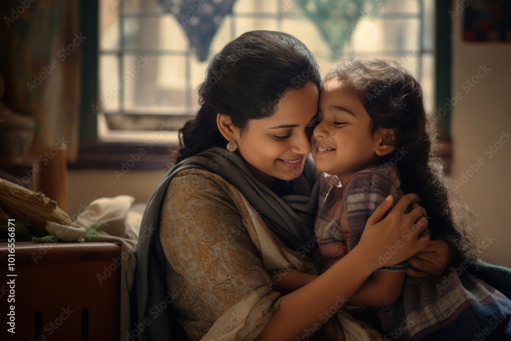 Indian mother hugging child portrait adult photo. Indian mother hugging child portrait adult photo.