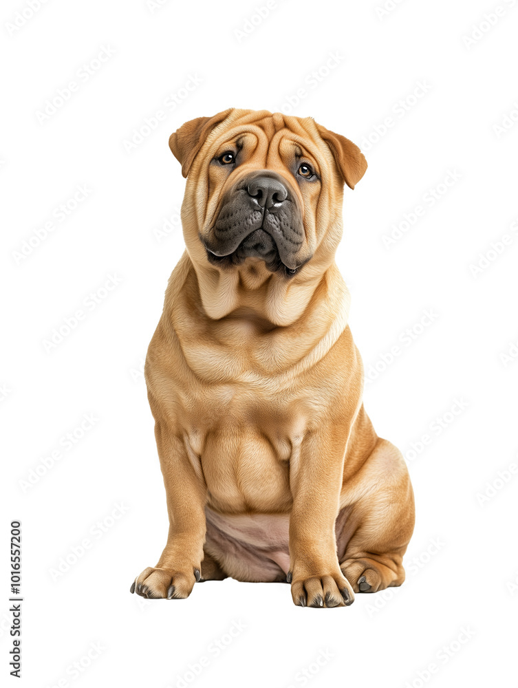 chinese shar-pei dog sitting isolated on transparent background chinese shar-pei dog sitting isolated on transparent background