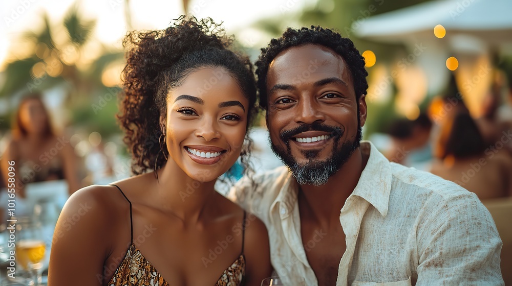 portrait of couple sitting at the table,family and friends at the family garden party.stock image portrait of couple sitting at the table,family and friends at the family garden party.stock image