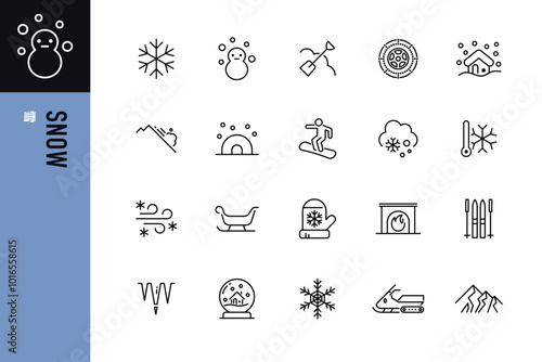 雪のシンプルなラインアイコン