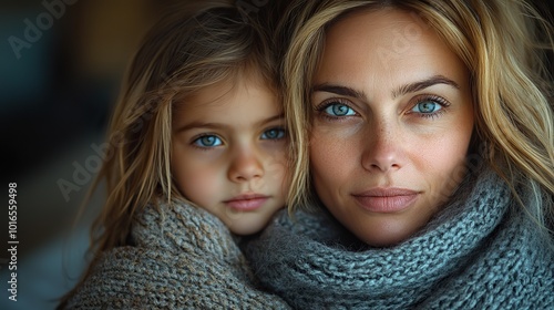 portrait of sad poor mature mother,small daughter indoors at home poverty concept.stock image