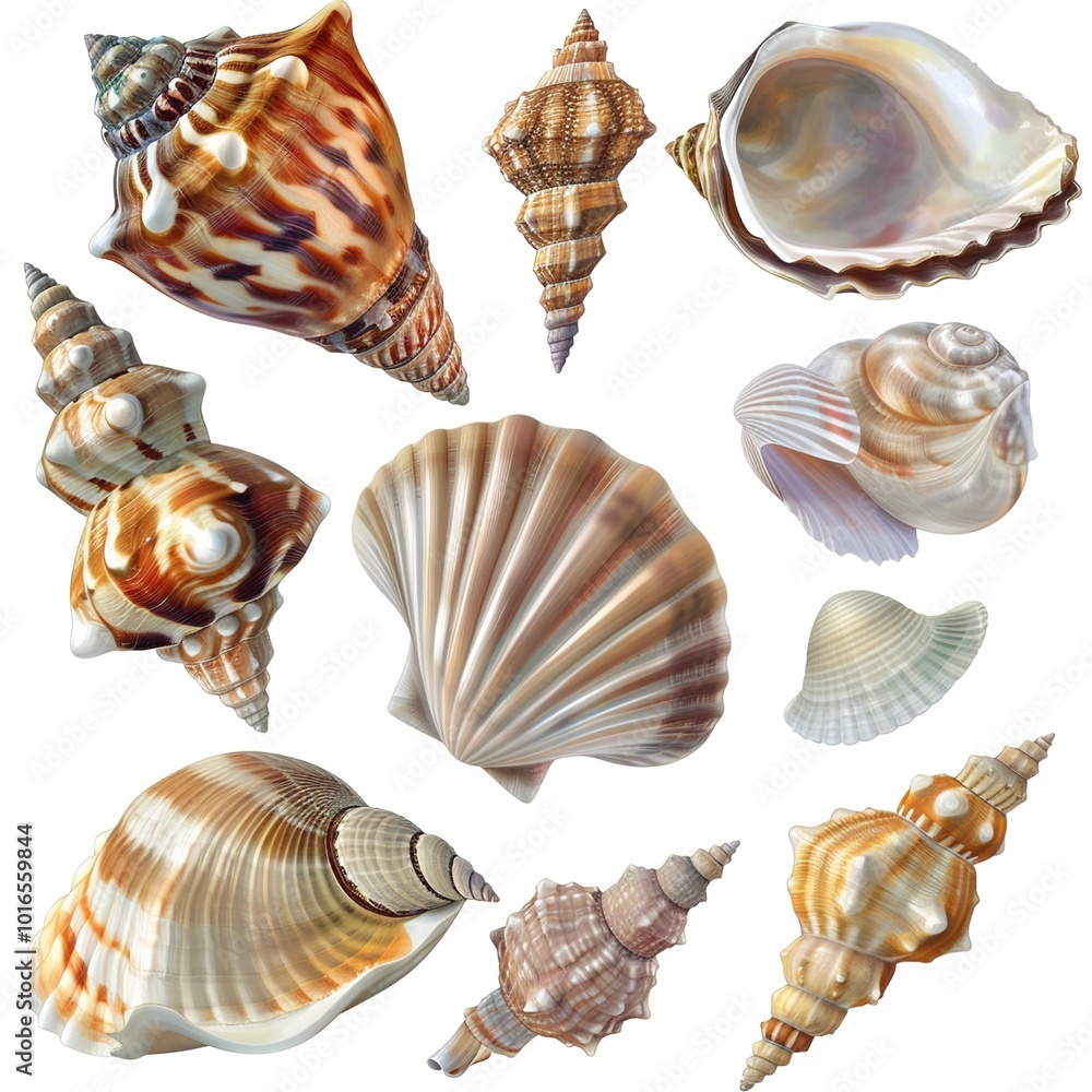 Set of seashell isolated on the transparent background PNG. Set of seashell isolated on the transparent background PNG.