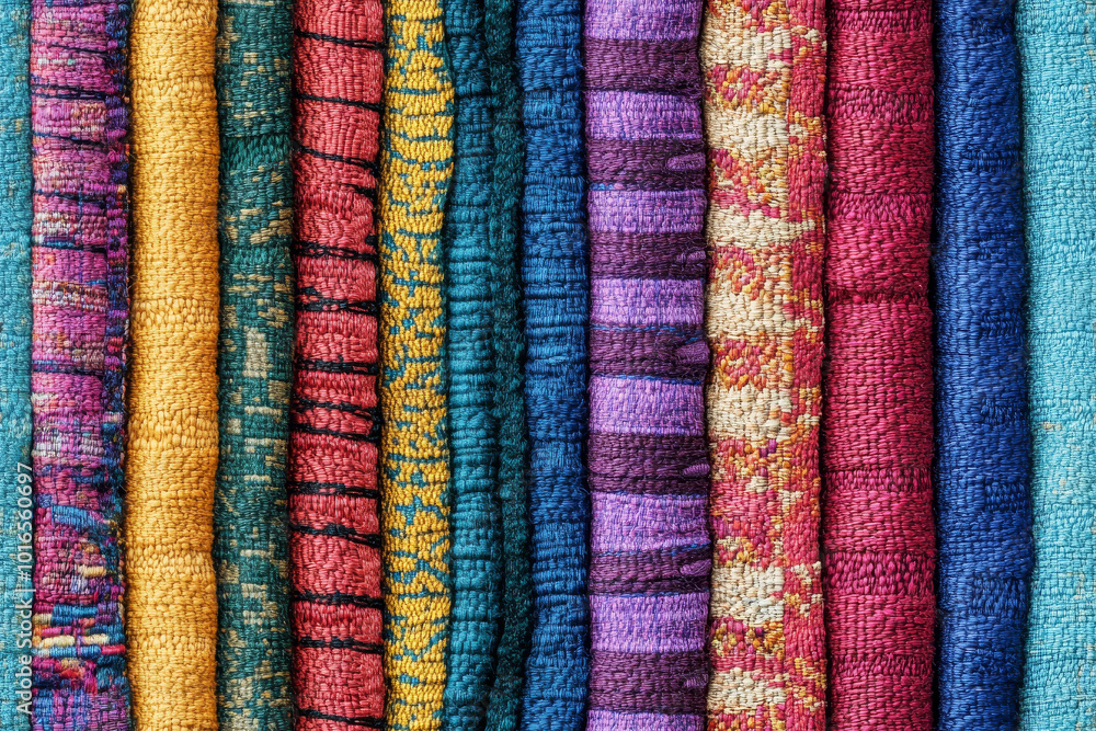 Colorful seamless textile patterns with richly textured stripes Colorful seamless textile patterns with richly textured stripes